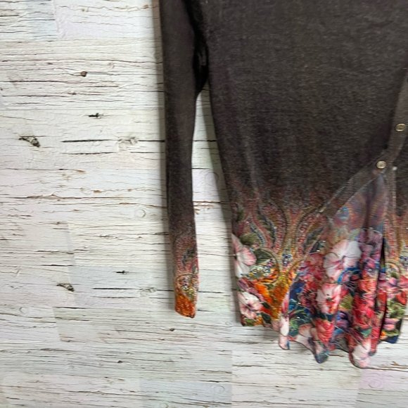 Desigual long freya sweater brown turtleneck floral size xs - Picture 2 of 8